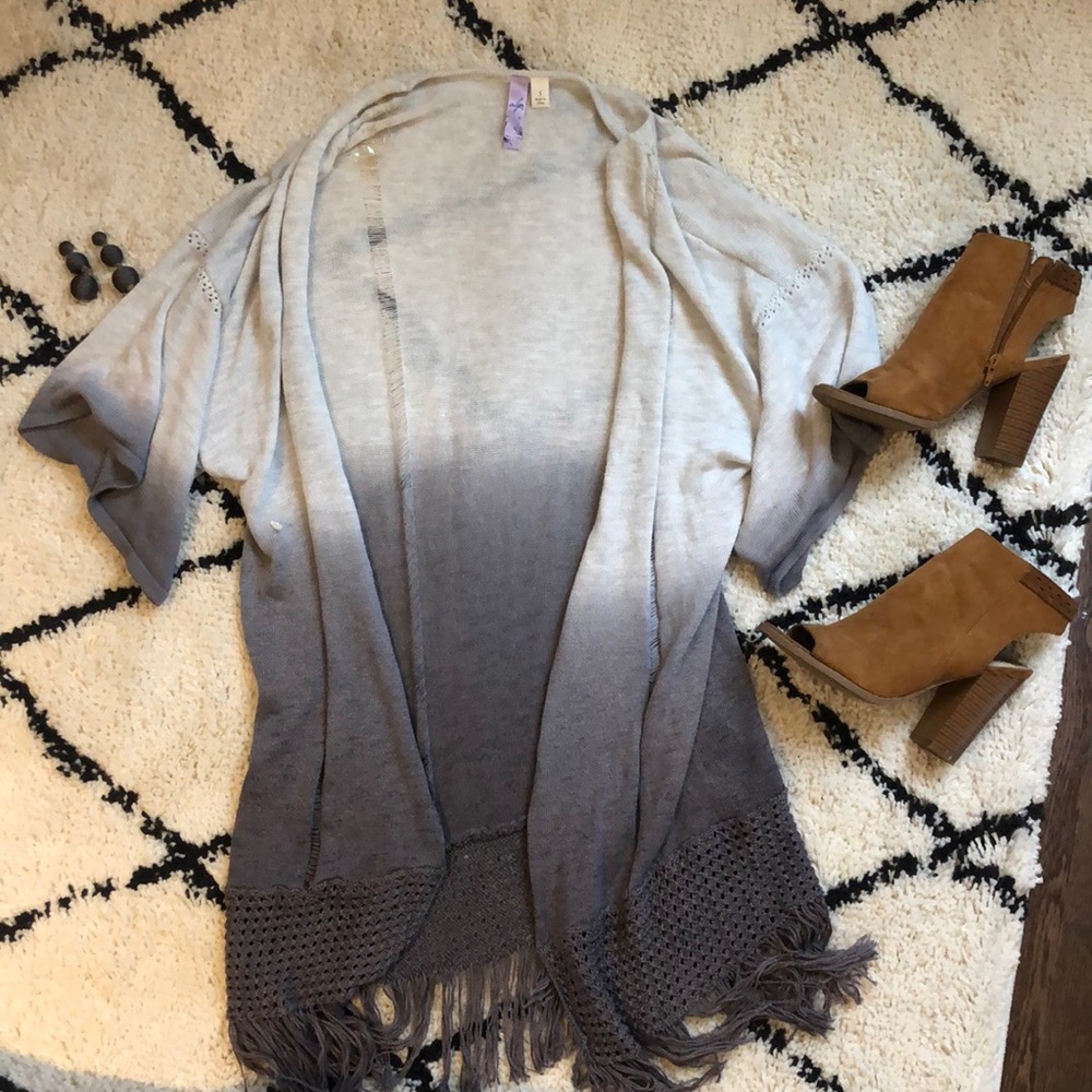 Ombre fringe cardigan
